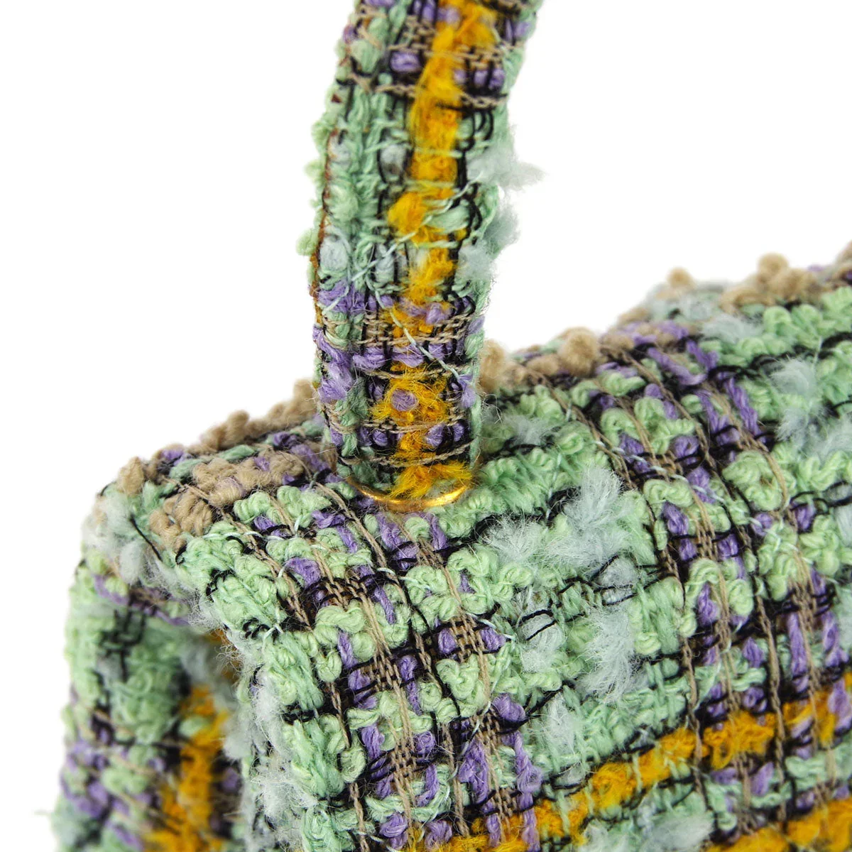 Chanel * 1994 Green Tweed Mini Classic Flap Handbag - Image 5