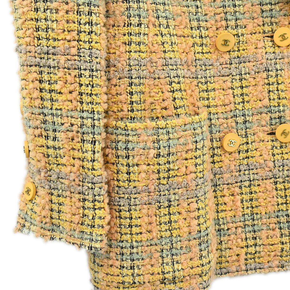 Chanel 1994 Double Breasted Jacket Tweed Yellow #36 - Image 5
