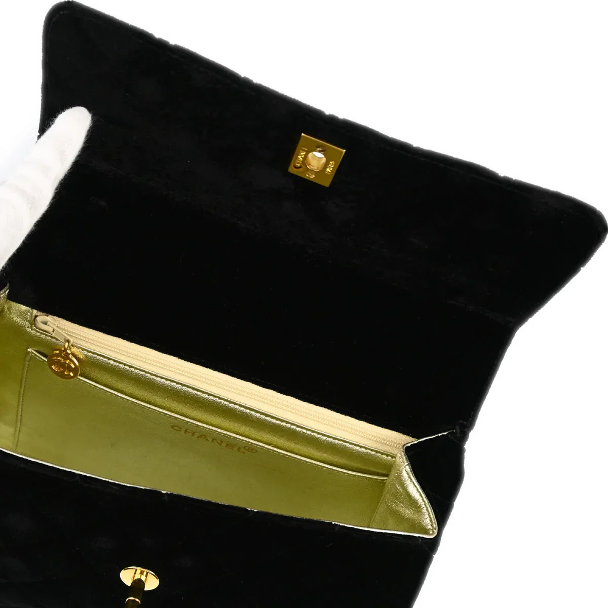 Chanel 1996-1997 Black Velvet Kelly Handbag - Image 8