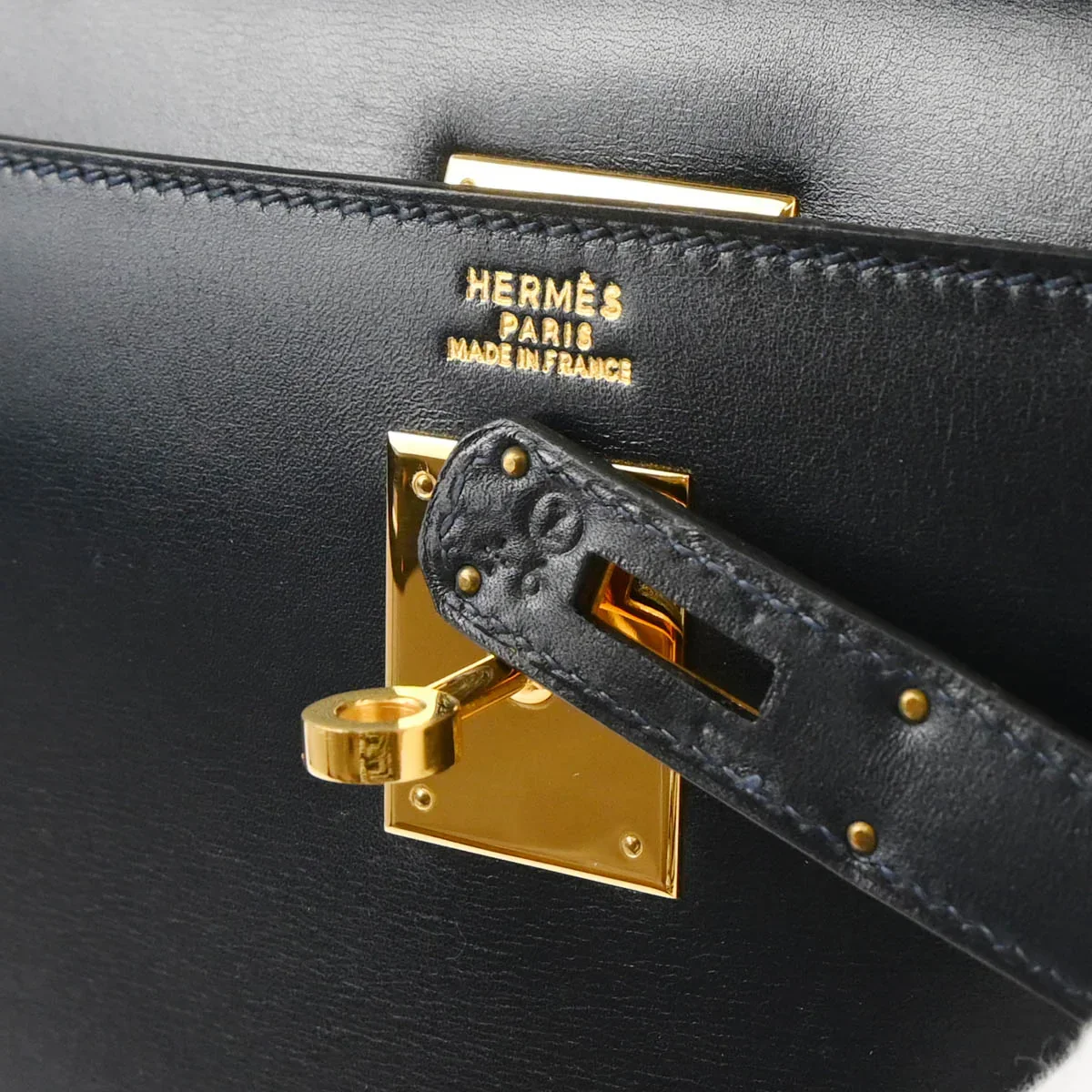 Hermes 1996 Navy Box Calf Kelly 32 Sellier 2way Shoulder Handbag - Image 10
