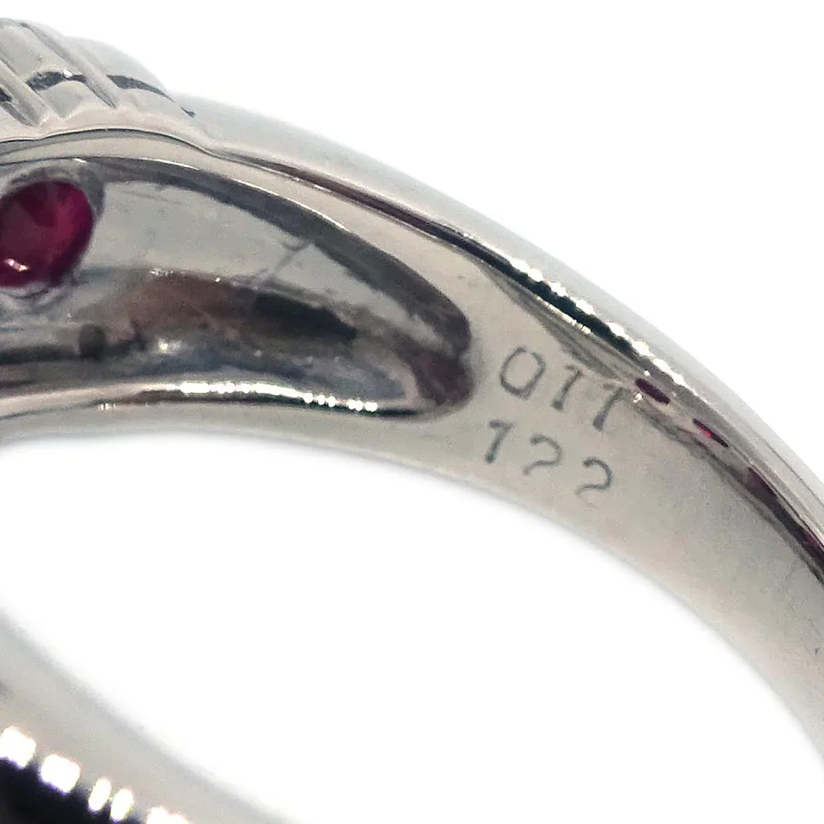 Ring PT900 Diamond Ruby Silver #51 #11 - Image 5