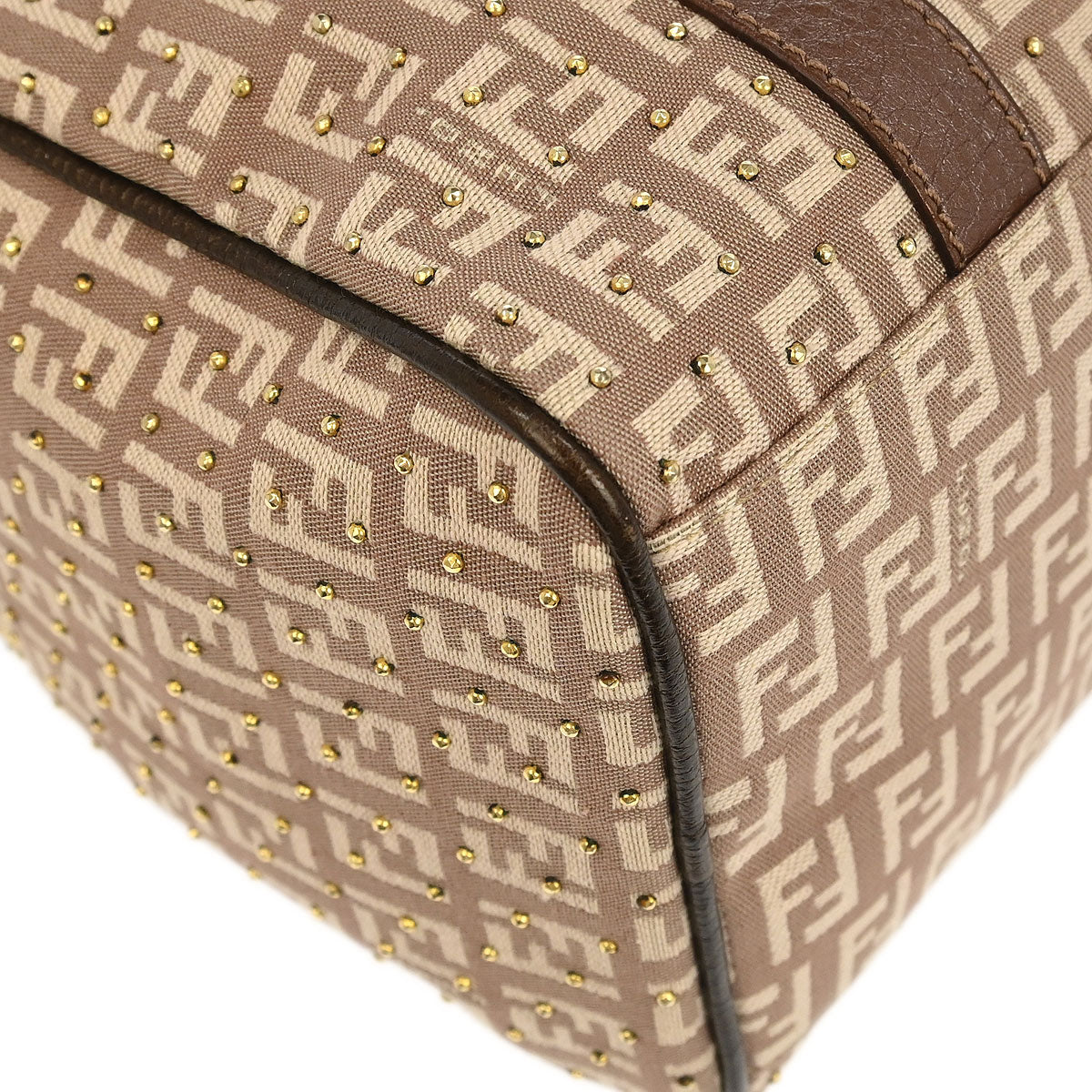 Fendi Bronze Beige Studded Zucchino Handbag - Image 3