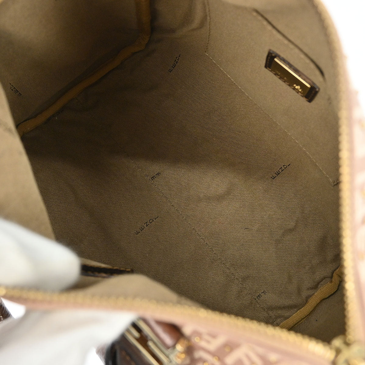 Fendi Bronze Beige Studded Zucchino Handbag - Image 8