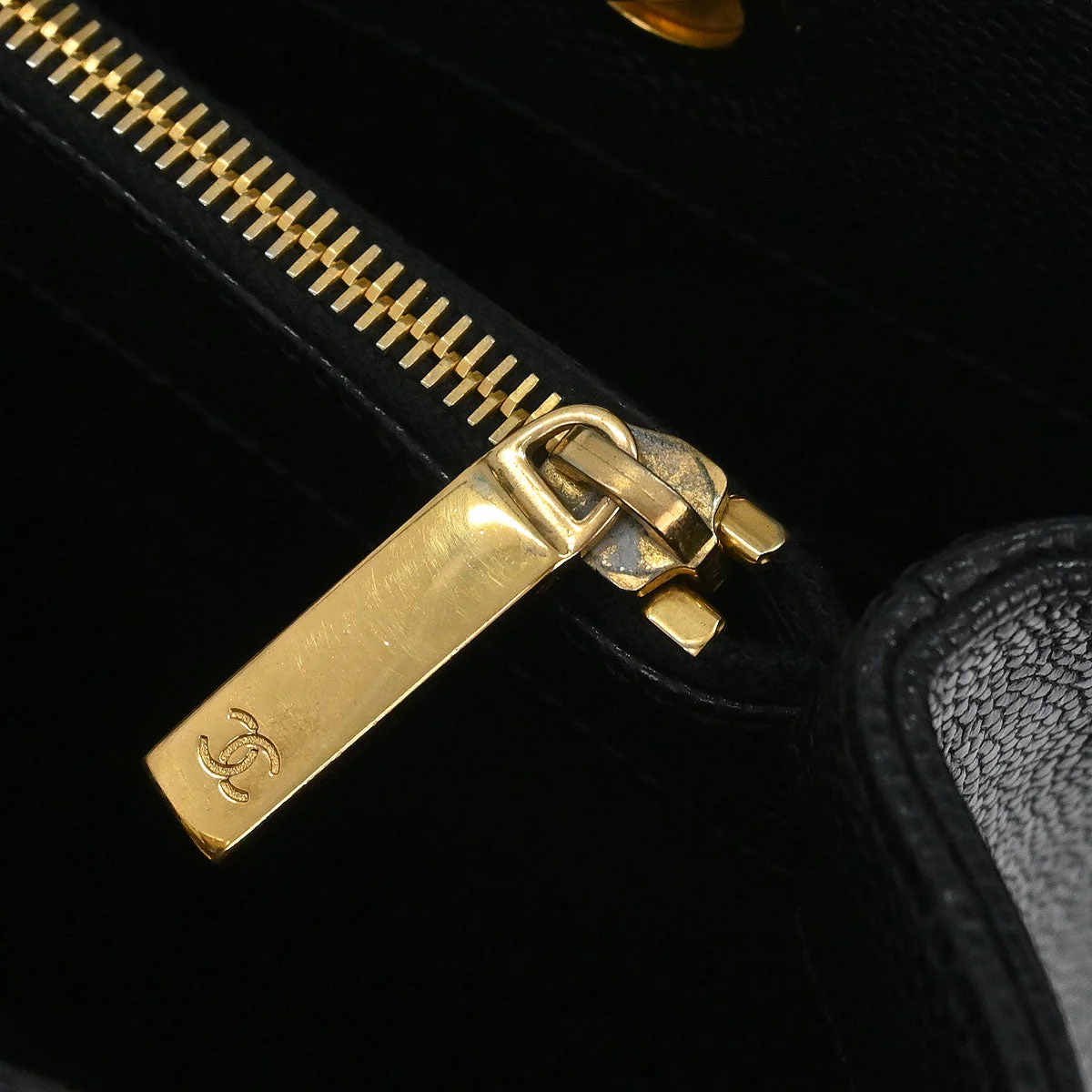 Chanel Black Calfskin Grand Shopping Tote GST Chain Handbag - Image 7