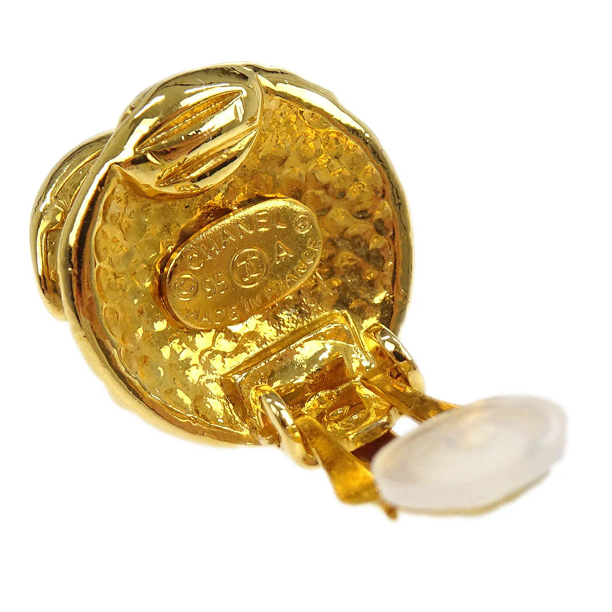 Chanel Button Earrings Clip-On Gold 95A - Image 4