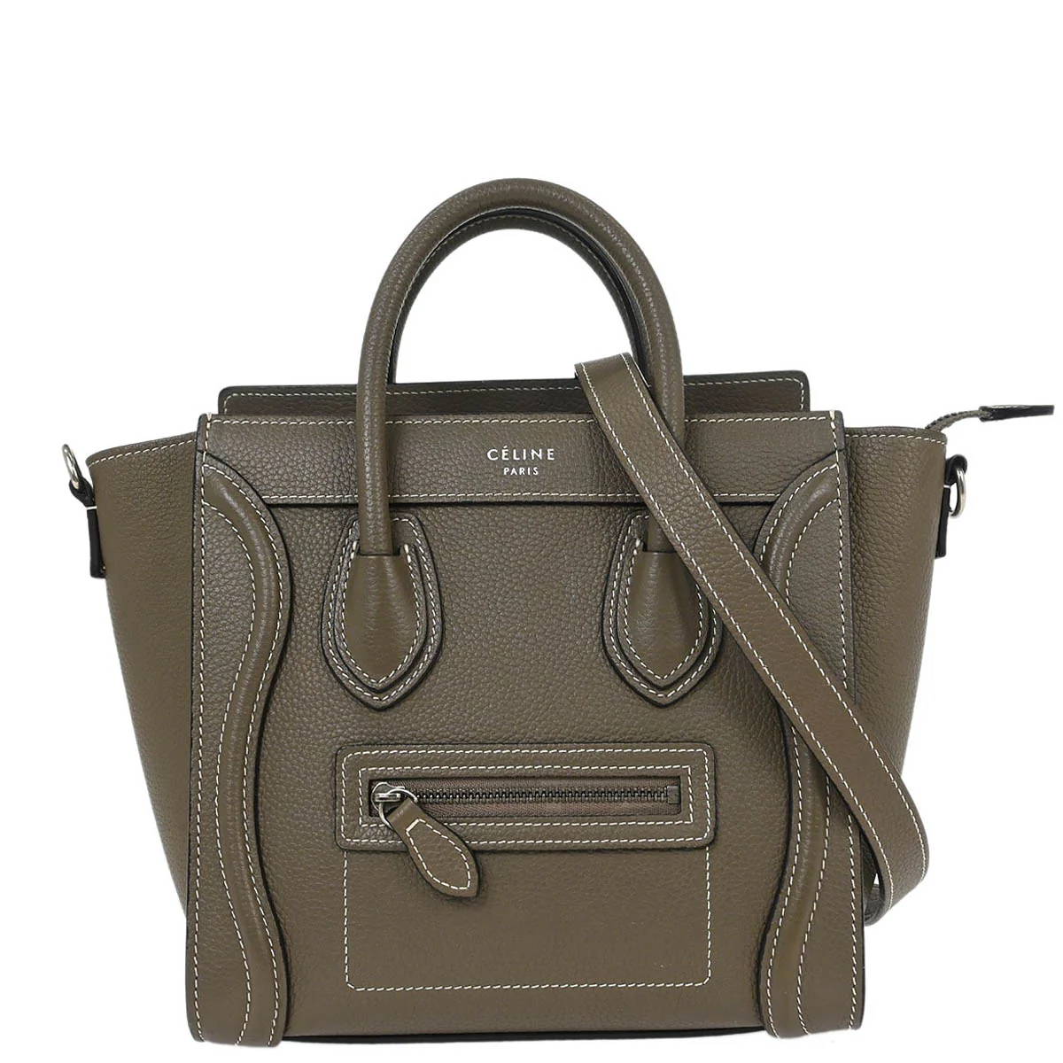Celine Brown Leather Nano Luggage Tote Handbag