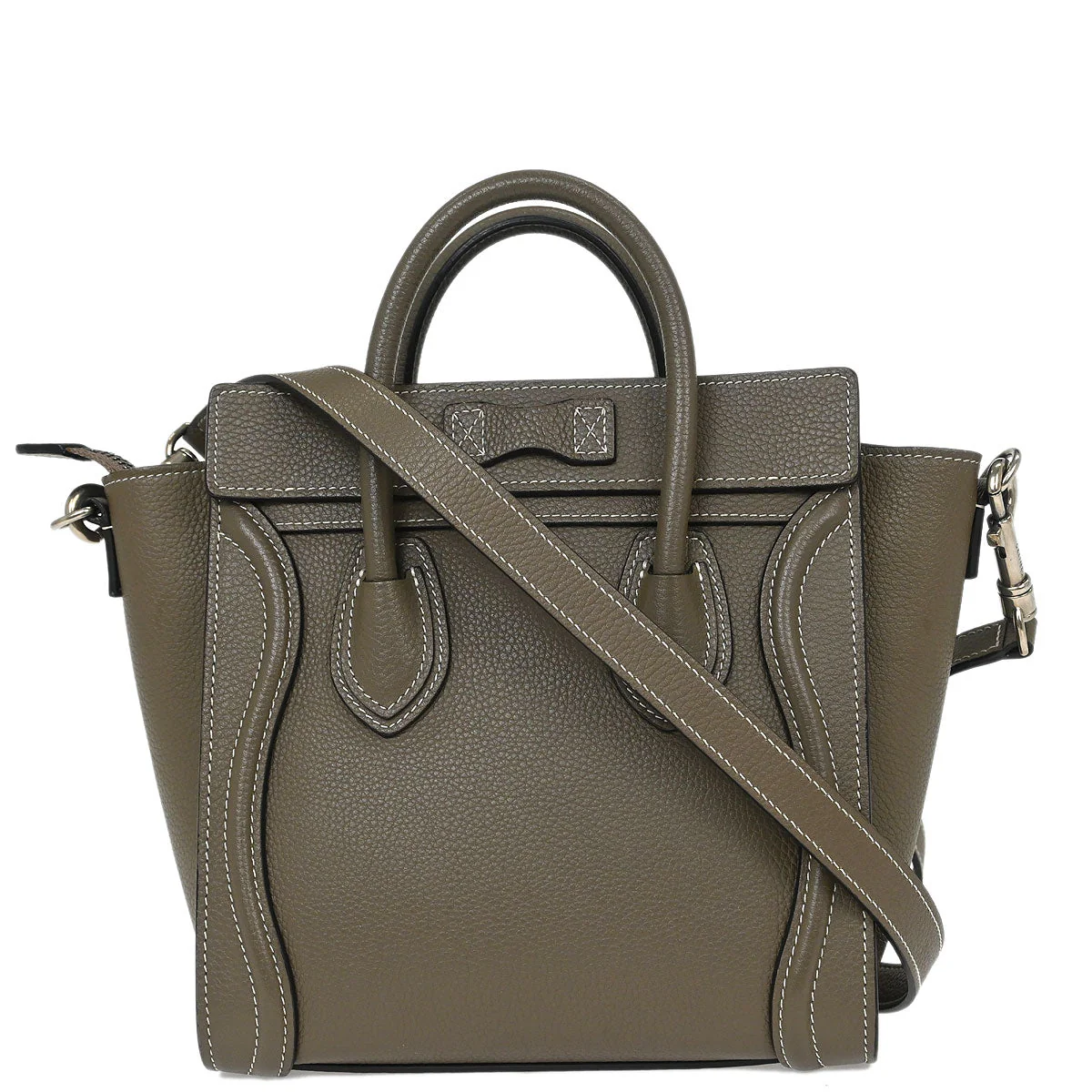 Celine Brown Leather Nano Luggage Tote Handbag - Image 2
