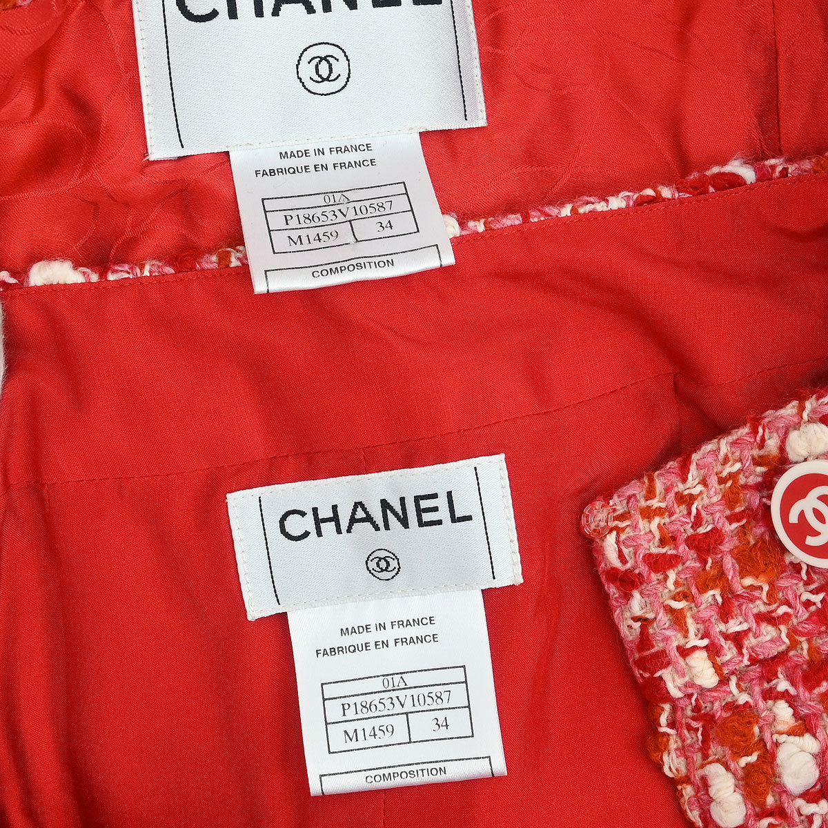Chanel 2001 Setup Suit Jacket Skirt Red #34 - Image 9