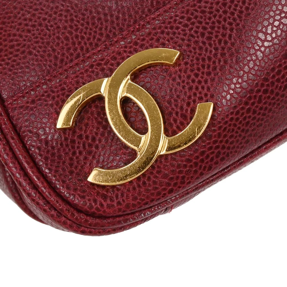 Chanel 1994-1996 Bordeaux Caviar Triple CC Shoulder Tote Bag - Image 4