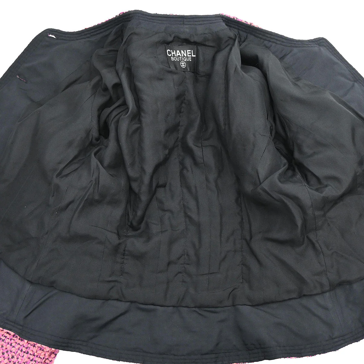 Chanel Single Breasted Collarless Tweed Jacket Pink - Image 8