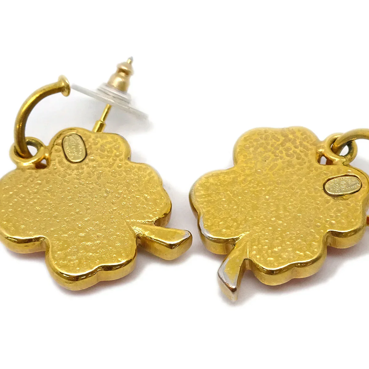 Chanel Clover Dangle Piercing Earrings Gold 03P - Image 3