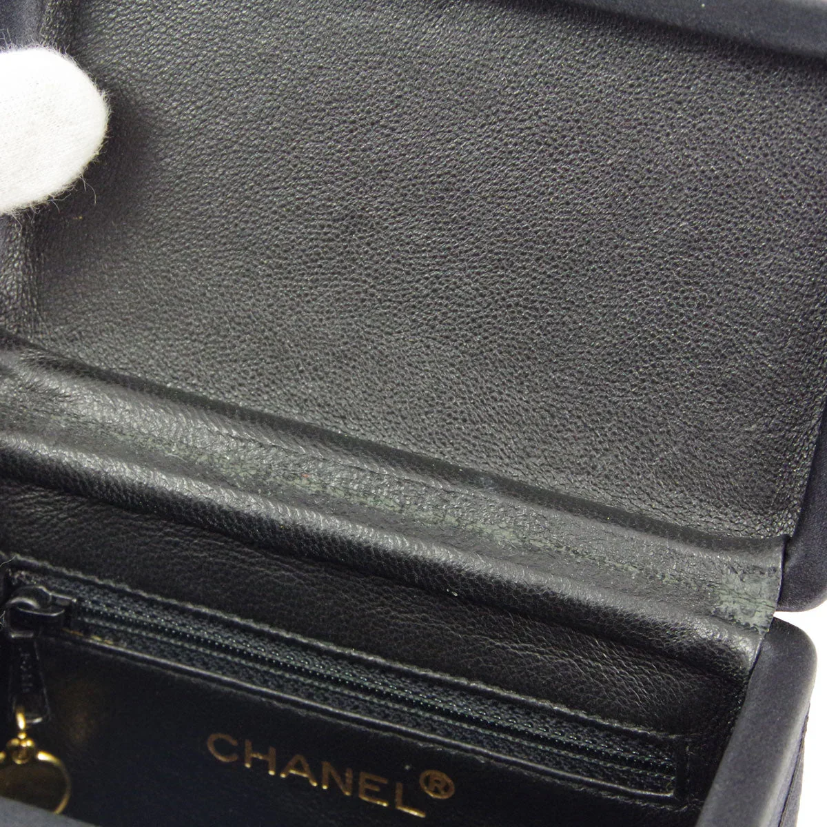 Chanel * 1997-1999 Black Satin Box Vanity Shoulder Bag - Image 7