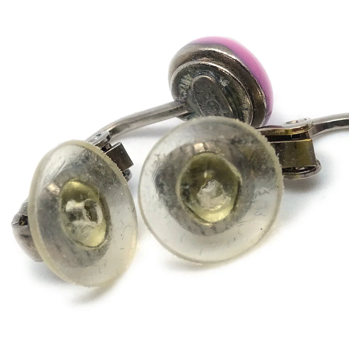 Chanel Button Earrings Pink 03C - Image 3