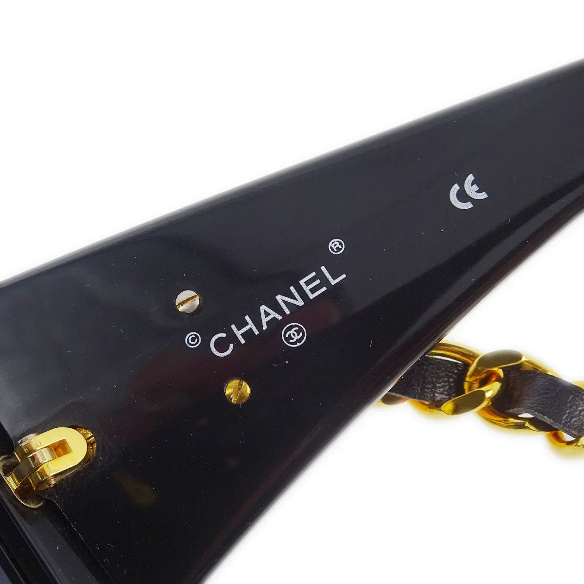 Chanel Chain Sunglasses Eyewear Black Small Good - Image 5