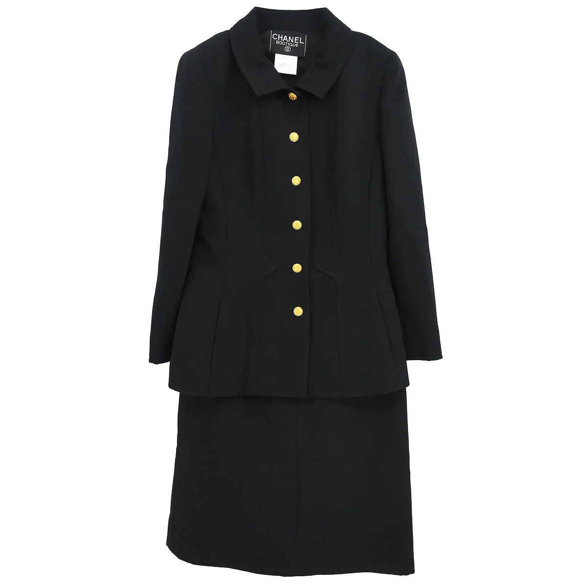 Chanel 1996 Setup Suit Jacket Skirt Black #40