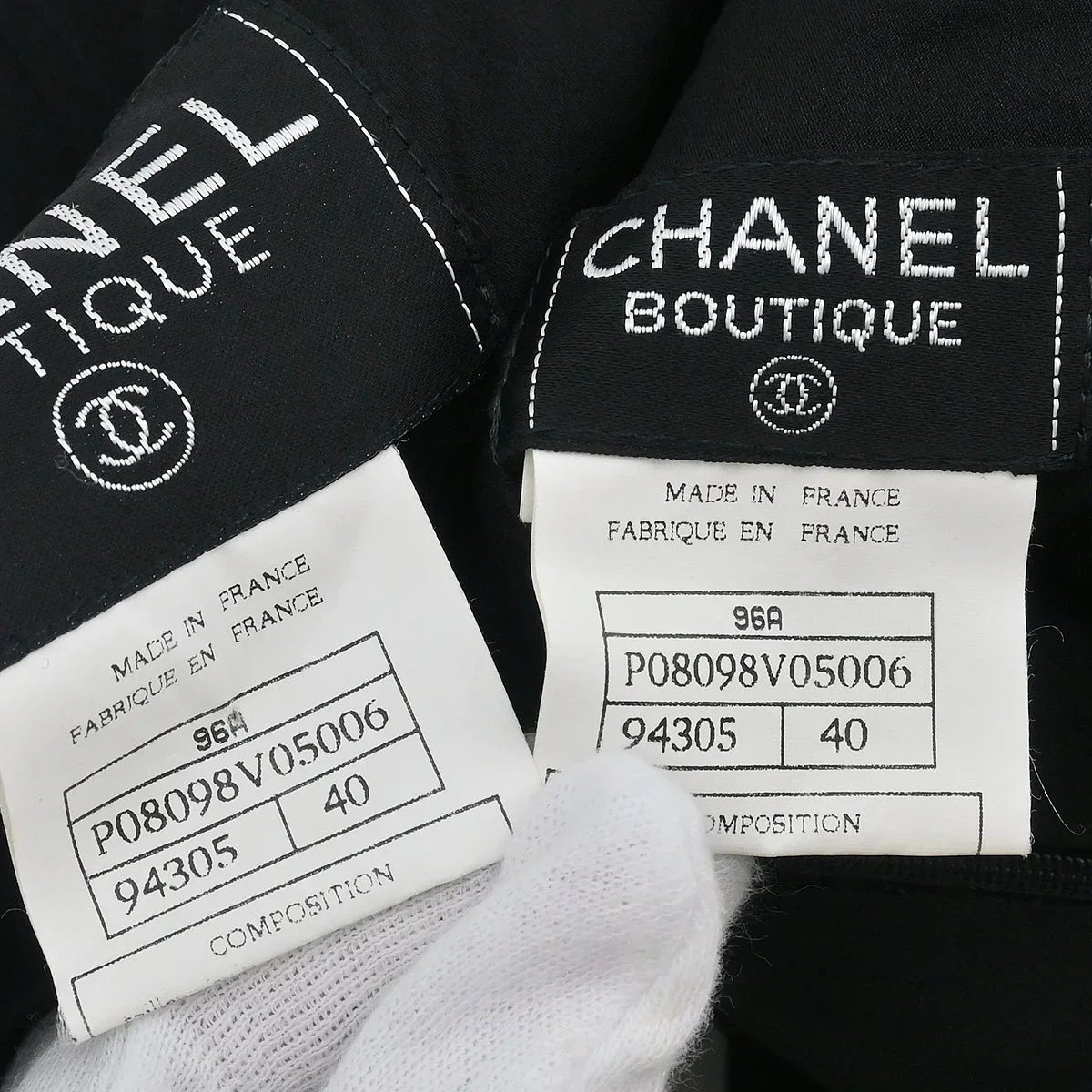 Chanel 1996 Setup Suit Jacket Skirt Black #40 - Image 9