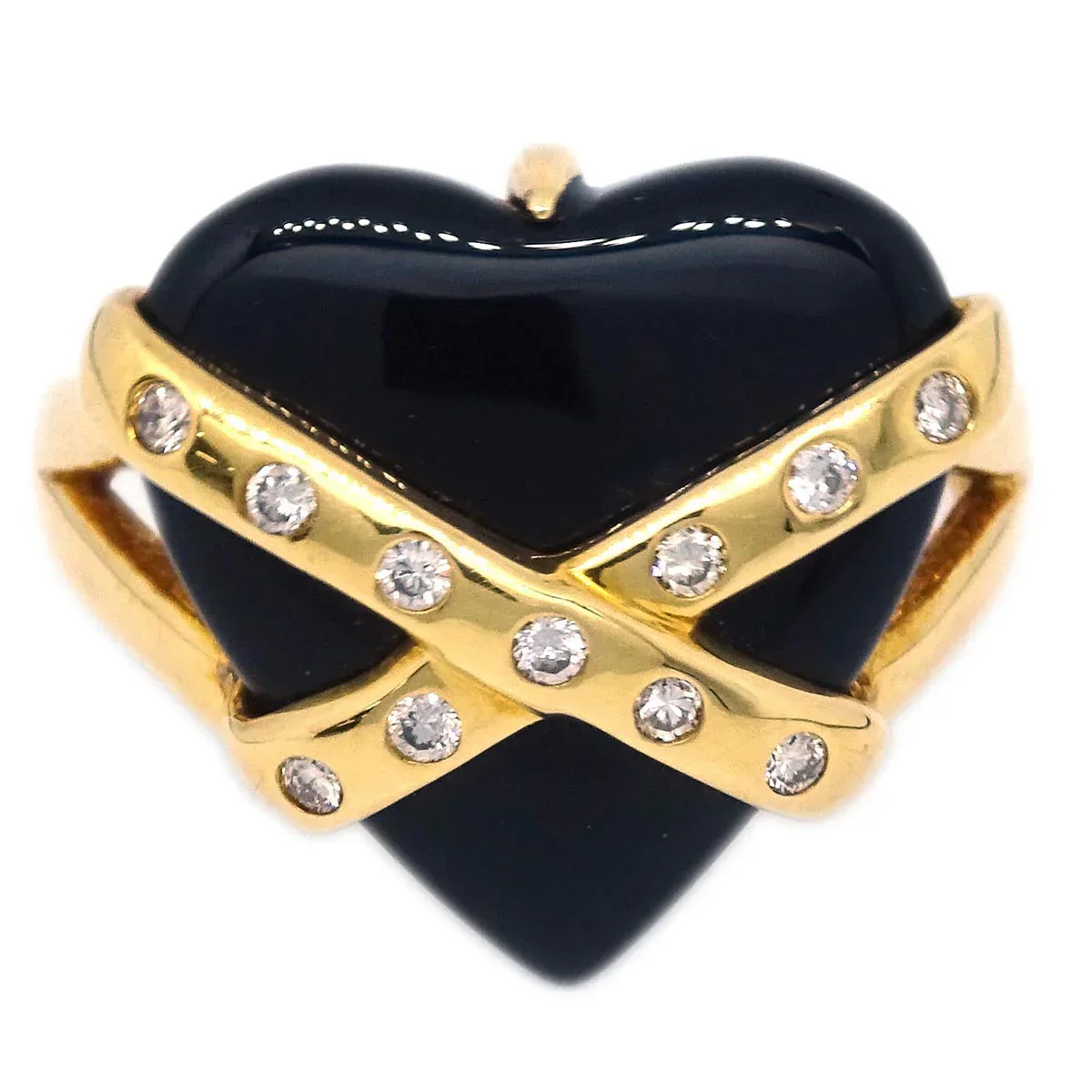 Ring 18K Onyx Diamond Gold #52 - Image 2