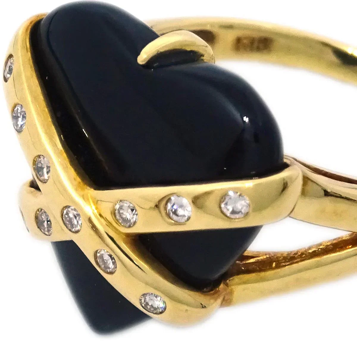 Ring 18K Onyx Diamond Gold #52 - Image 5