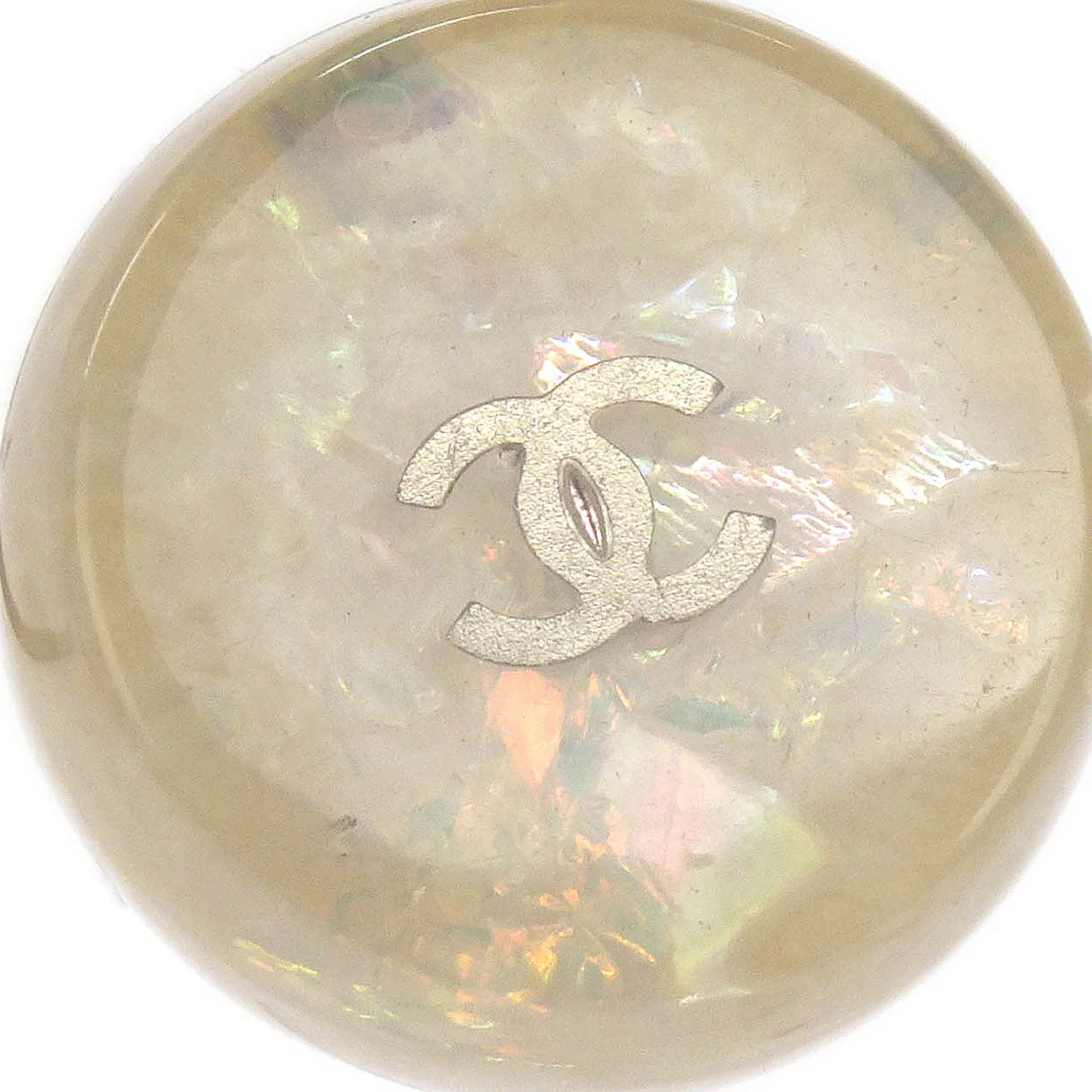 Chanel Button Earrings Clip-On White 99A - Image 2