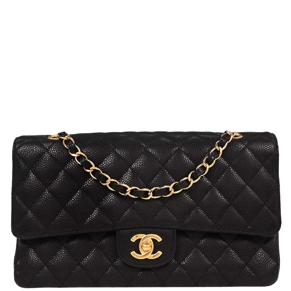 Chanel 2008-2009 Black Calfskin Medium Classic Double Flap Shoulder Bag