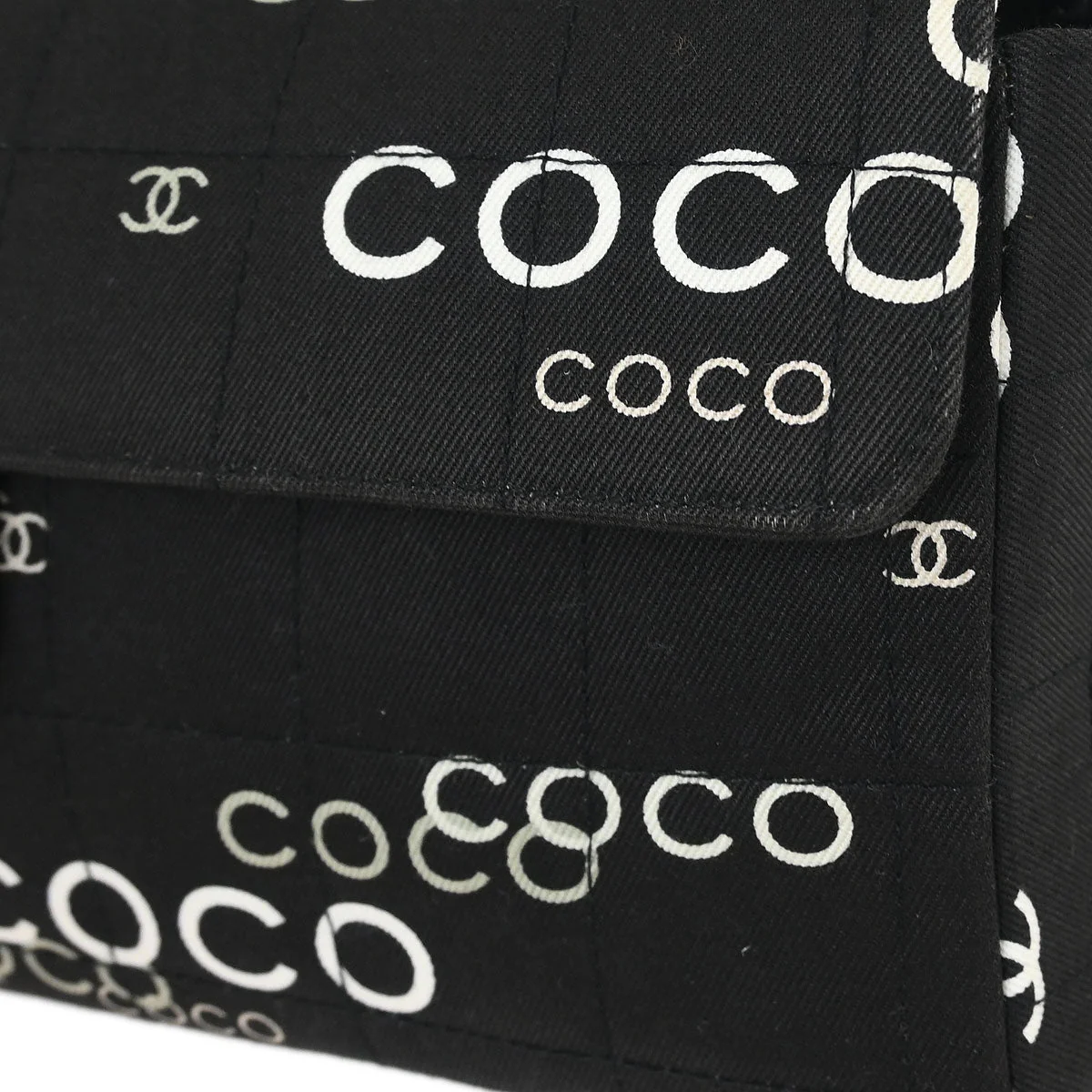 Chanel 2000-2002 Black Canvas COCO East West Choco Bar Shoulder Bag - Image 5