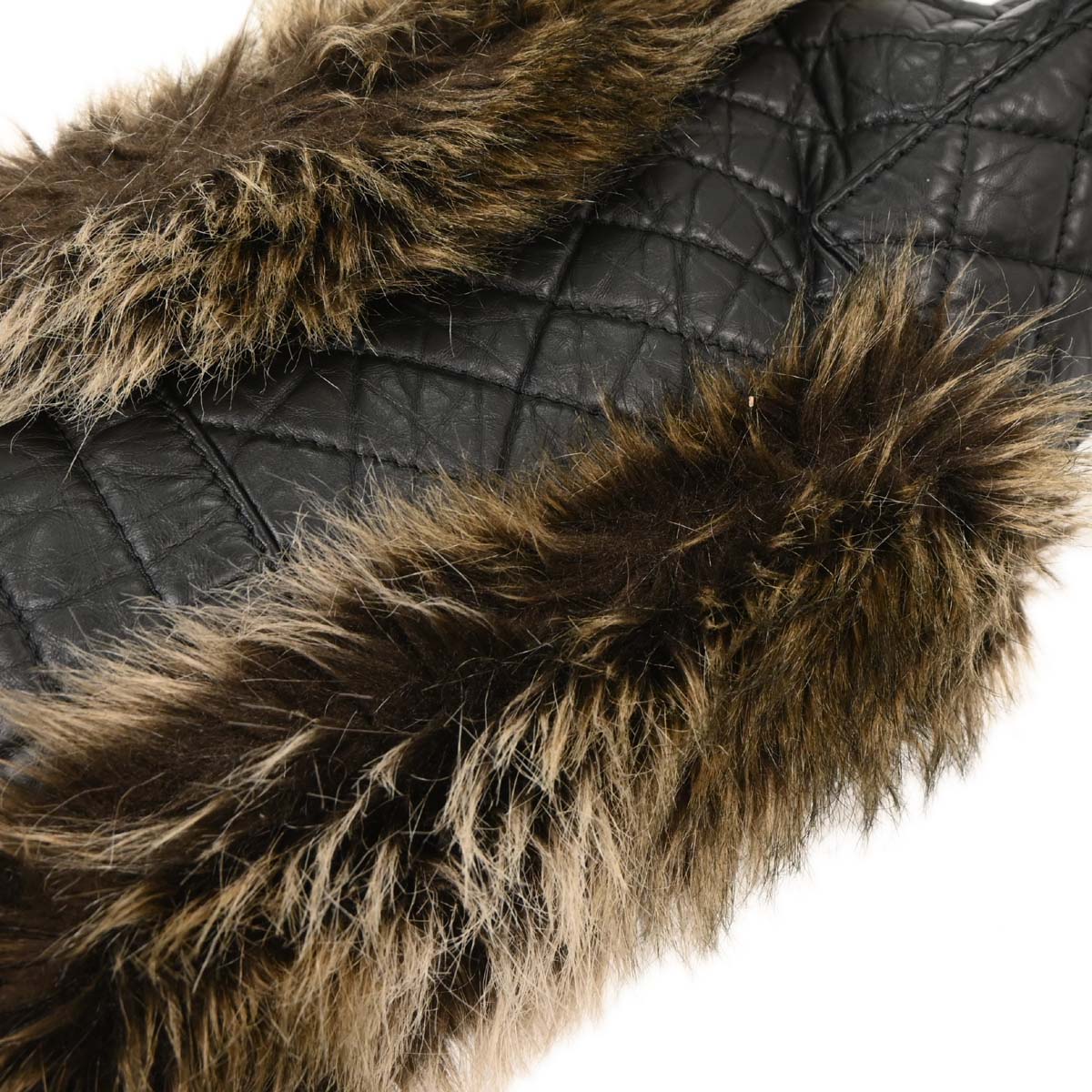 Chanel 2009-2010 Black Calfskin Faux Fur Mademoiselle Lock Shoulder Bag - Image 7