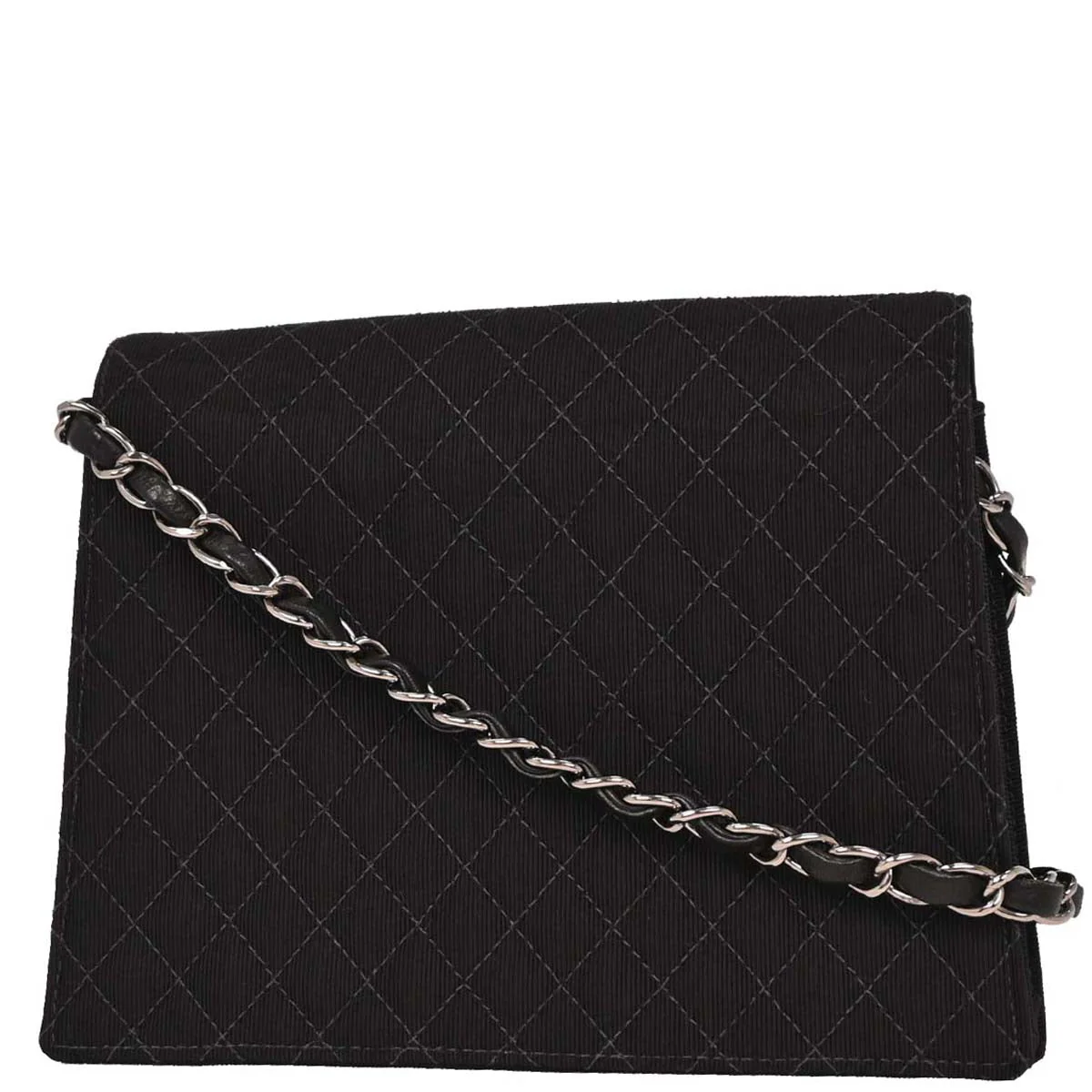 Chanel 2004-2005 Black Canvas Emblem Shoulder Bag - Image 2