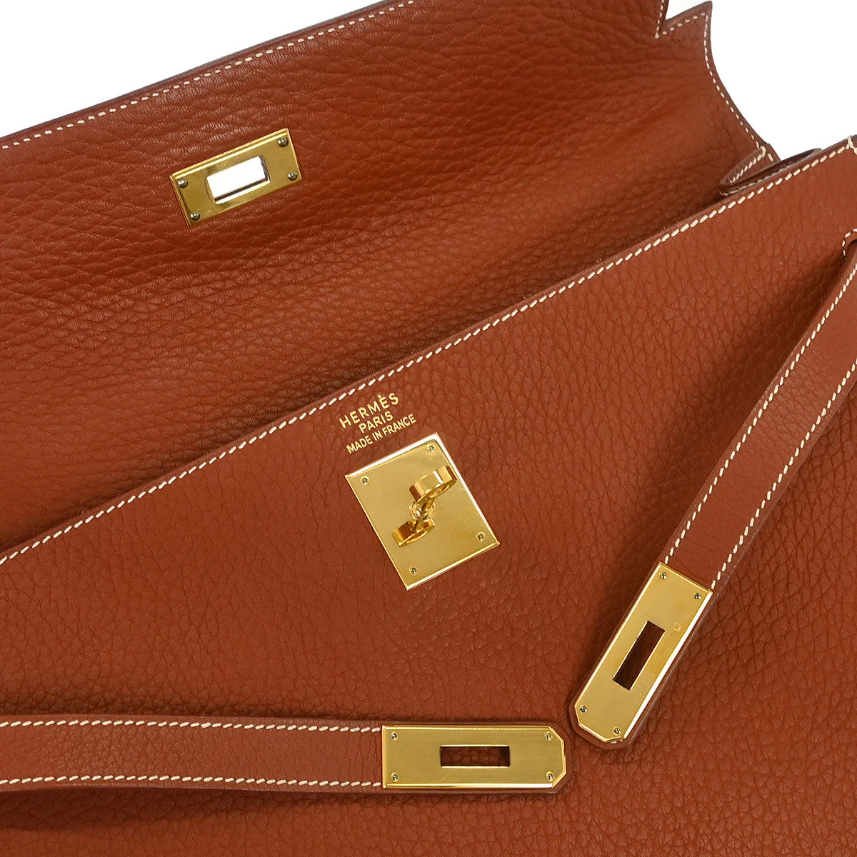 Hermes Brique Togo Kelly 35 Sellier 2way Shoulder Handbag - Image 7