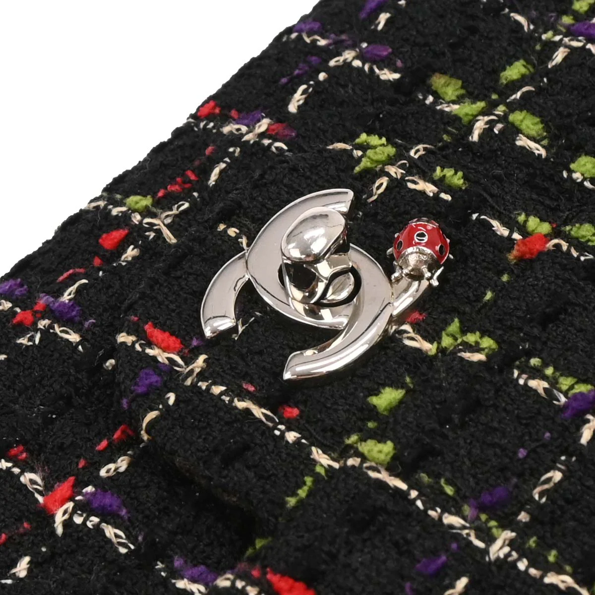Chanel 2010-2011 Black Tweed Ladybug Shoulder Bag - Image 4