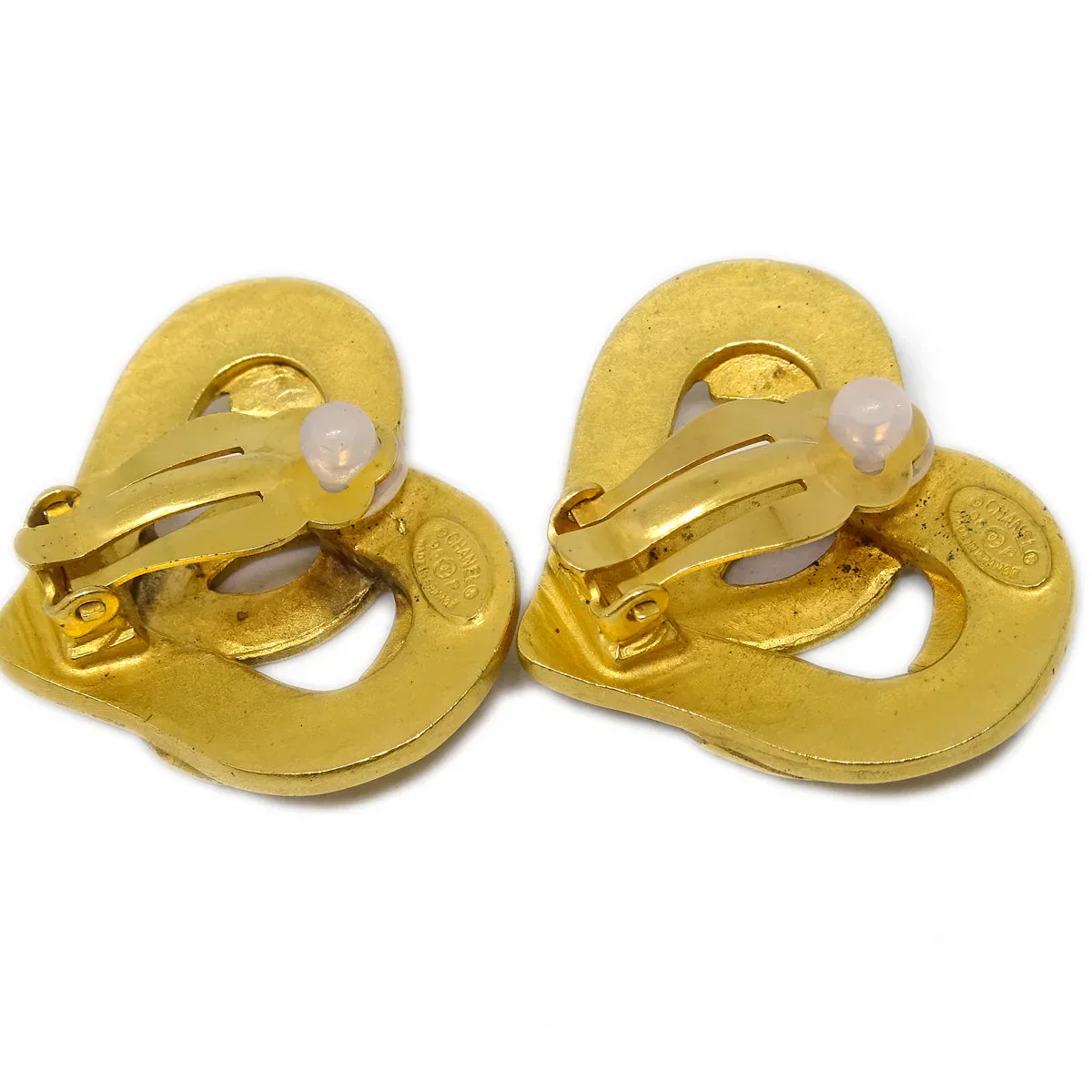 Chanel Gold Heart Earrings Clip-On 95P - Image 3