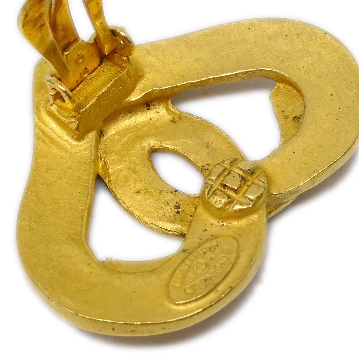 Chanel Gold Heart Earrings Clip-On 95P - Image 4