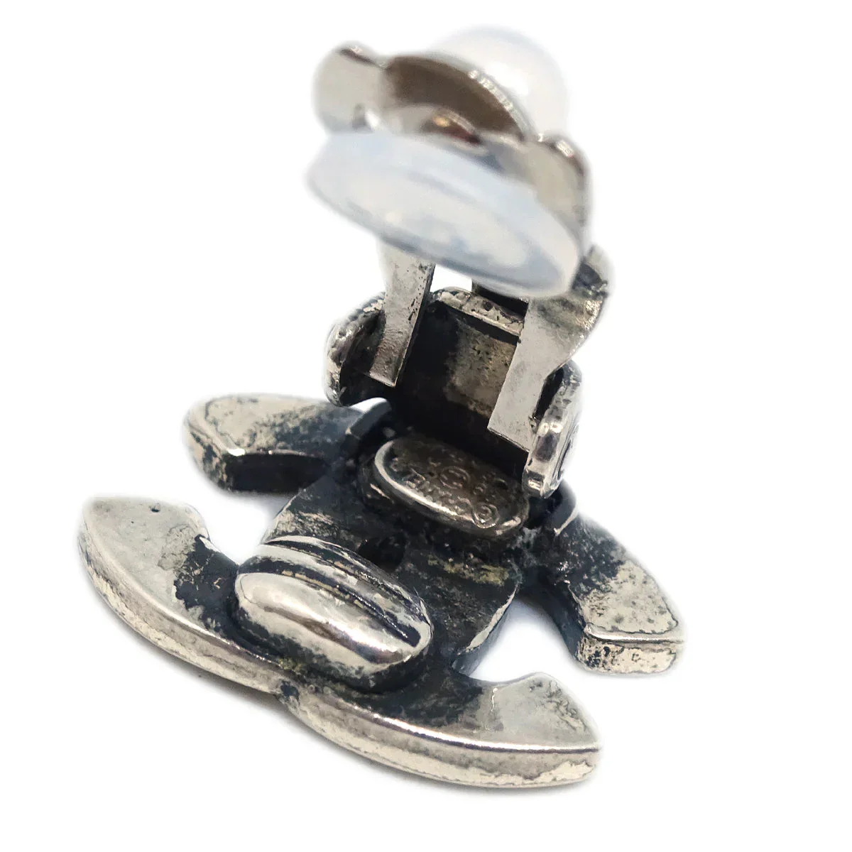 Chanel CC Earrings Clip-On Silver 99A - Image 3