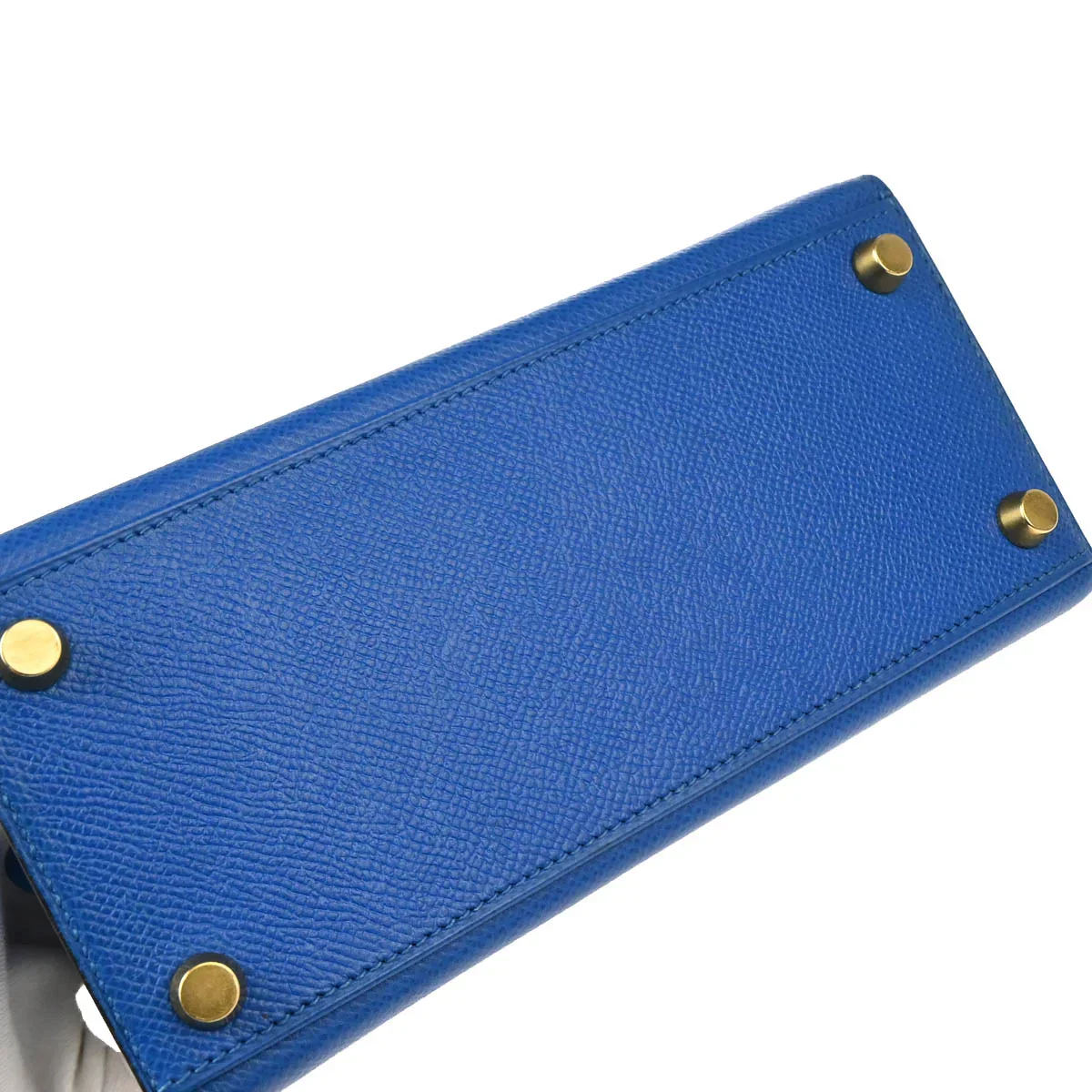 Hermes 1996 Blue Couchevel Mini Kelly 20 Sellier 2way Shoulder Handbag - Image 5