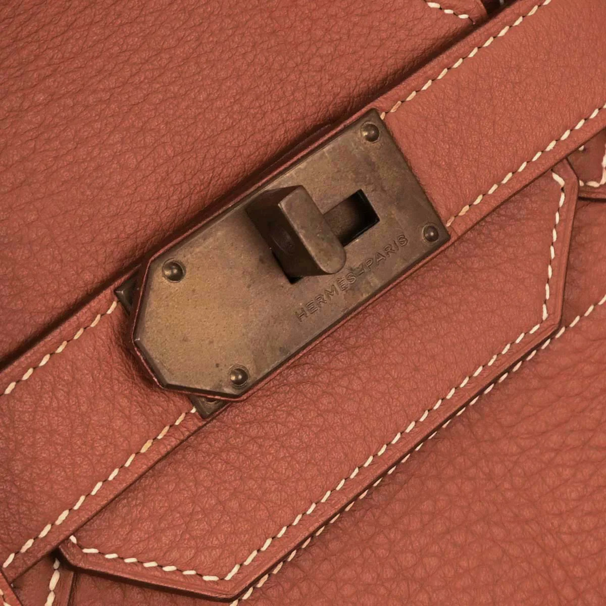 Hermes Brique Taurillon Clemence Haut a Courroies 50 Handbag - Image 7