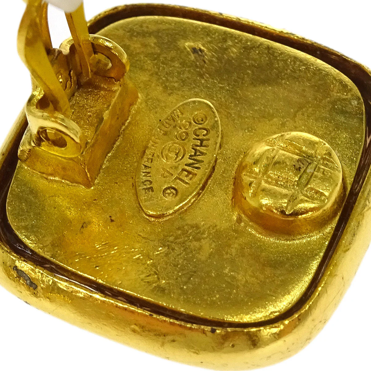 Chanel Square Earrings Clip-On Gold 99A - Image 4