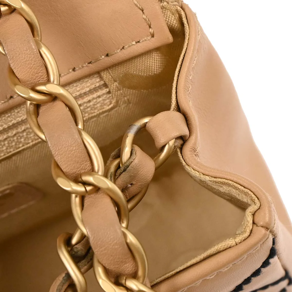 Chanel 2003-2004 Beige Calfskin Wild Stitch Shoulder Bag - Image 7