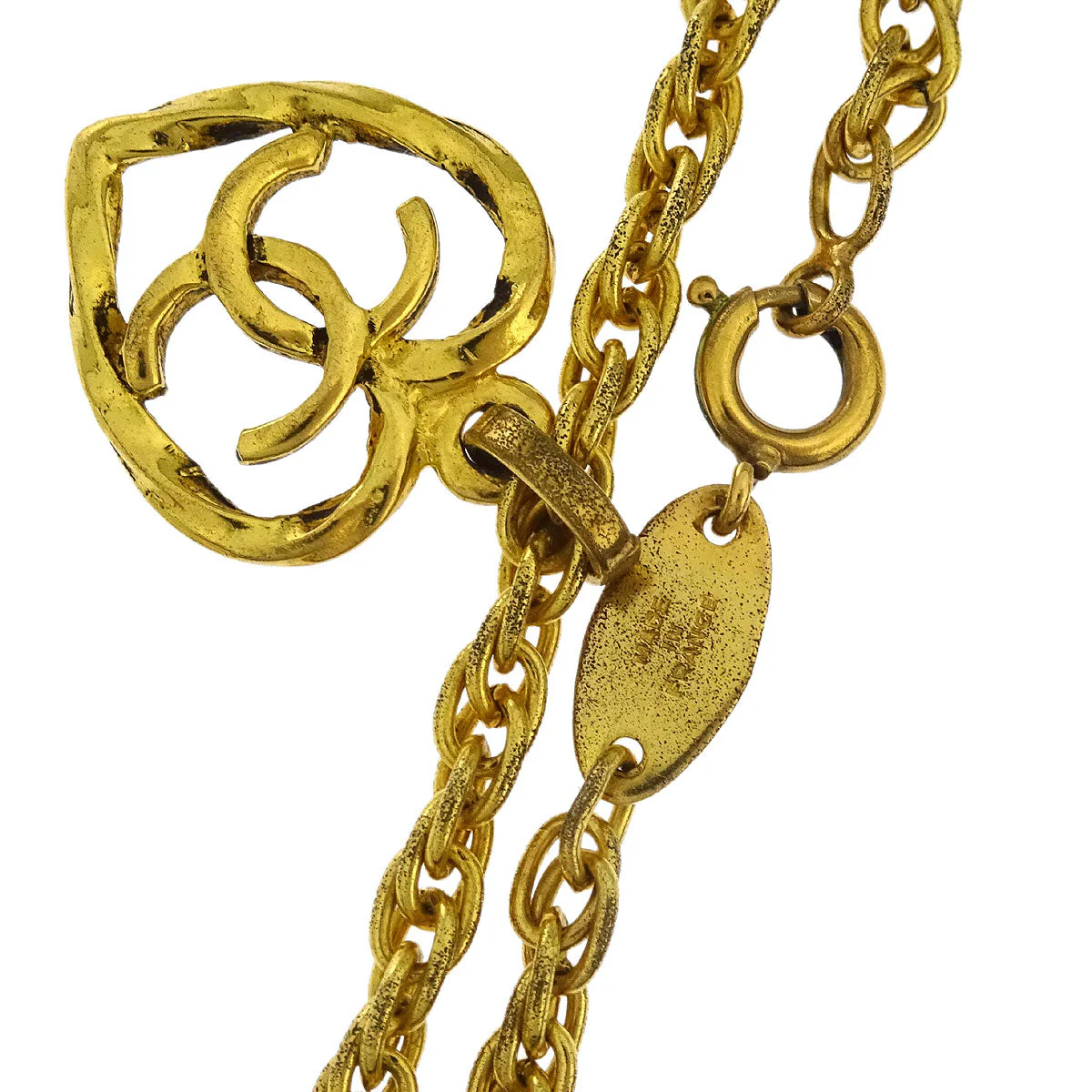 Chanel CC Chain Necklace Gold Heart 1982 - Image 3