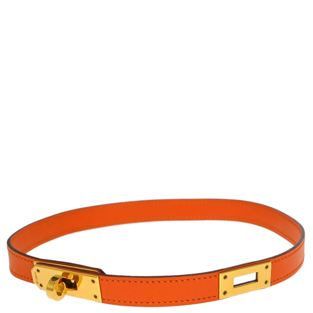 Hermes Orange Veau Gulliver Kelly Double Tour Bracelet Bangle - Image 2