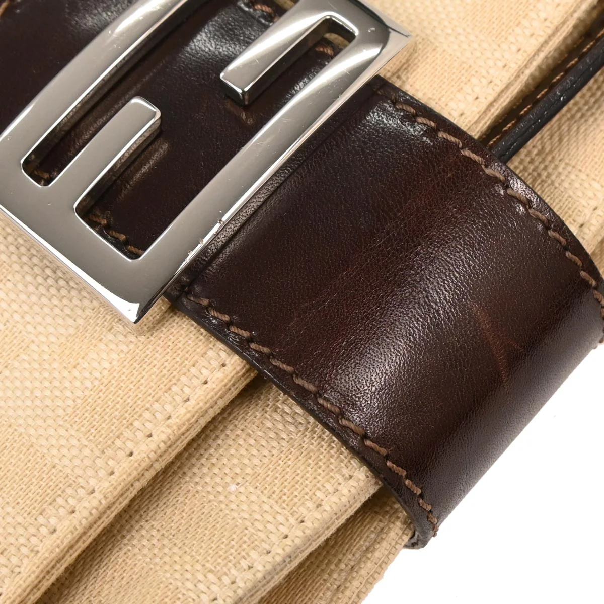 Fendi Beige Linen Zucca Handbag - Image 7