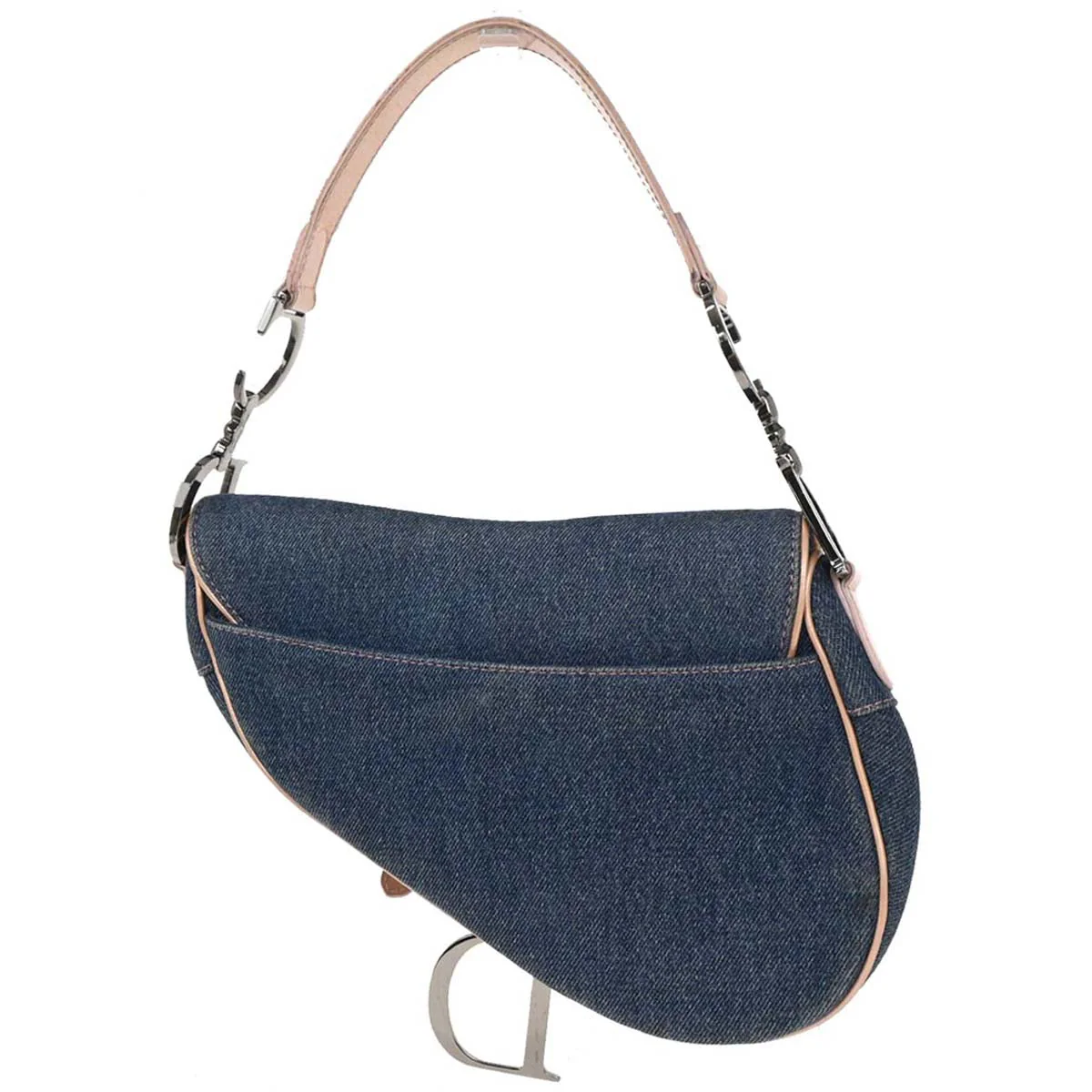 Christian Dior Navy Pink Denim Saddle Handbag - Image 2