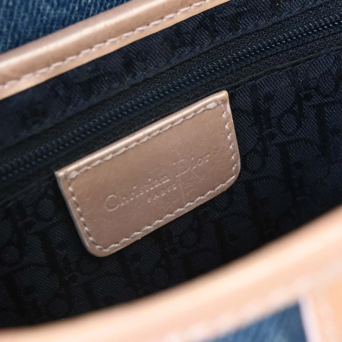 Christian Dior Navy Pink Denim Saddle Handbag - Image 9