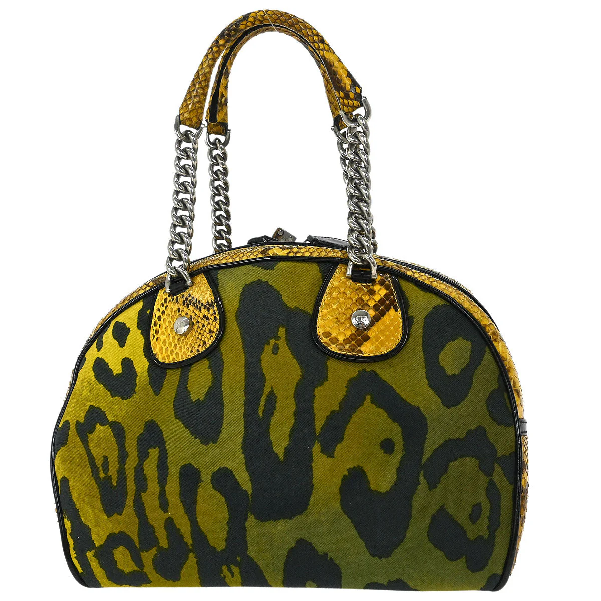 Christian Dior * Yellow Python Gambler Dice Bowler Bag - Image 2