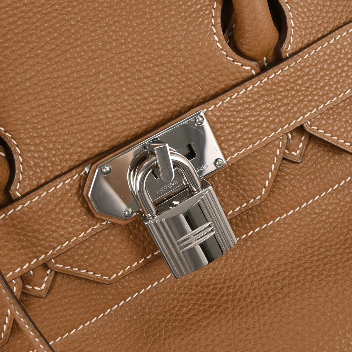 Hermes Gold Taurillon Clemence Haut a Courroies 50 Handbag - Image 6