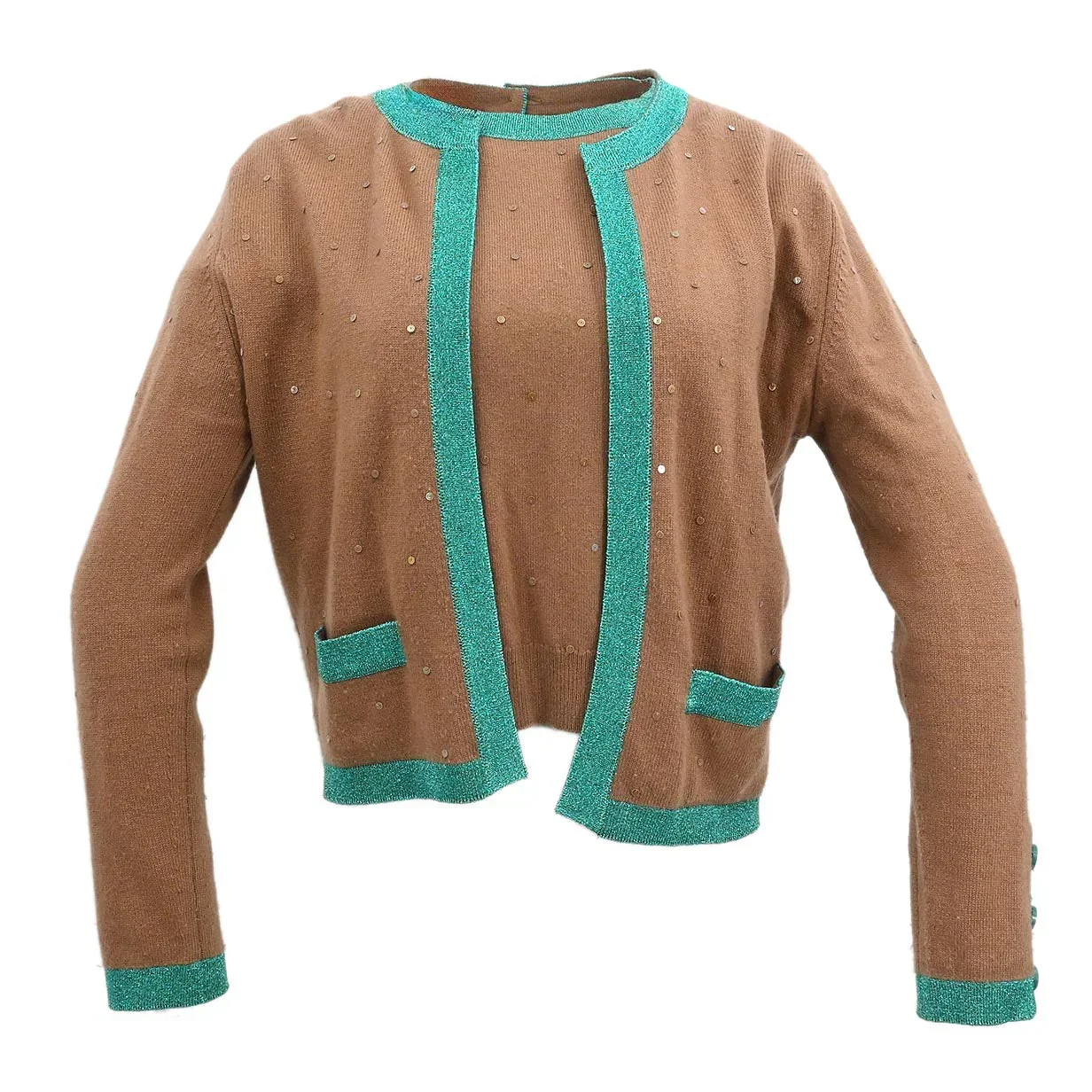 Chanel 1996 Set Cardigan Top Brown #44