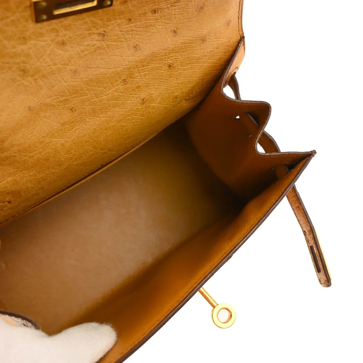 Hermes * 1993 Chestnut Ostrich Mini Kelly 20 2way Handbag - Image 4