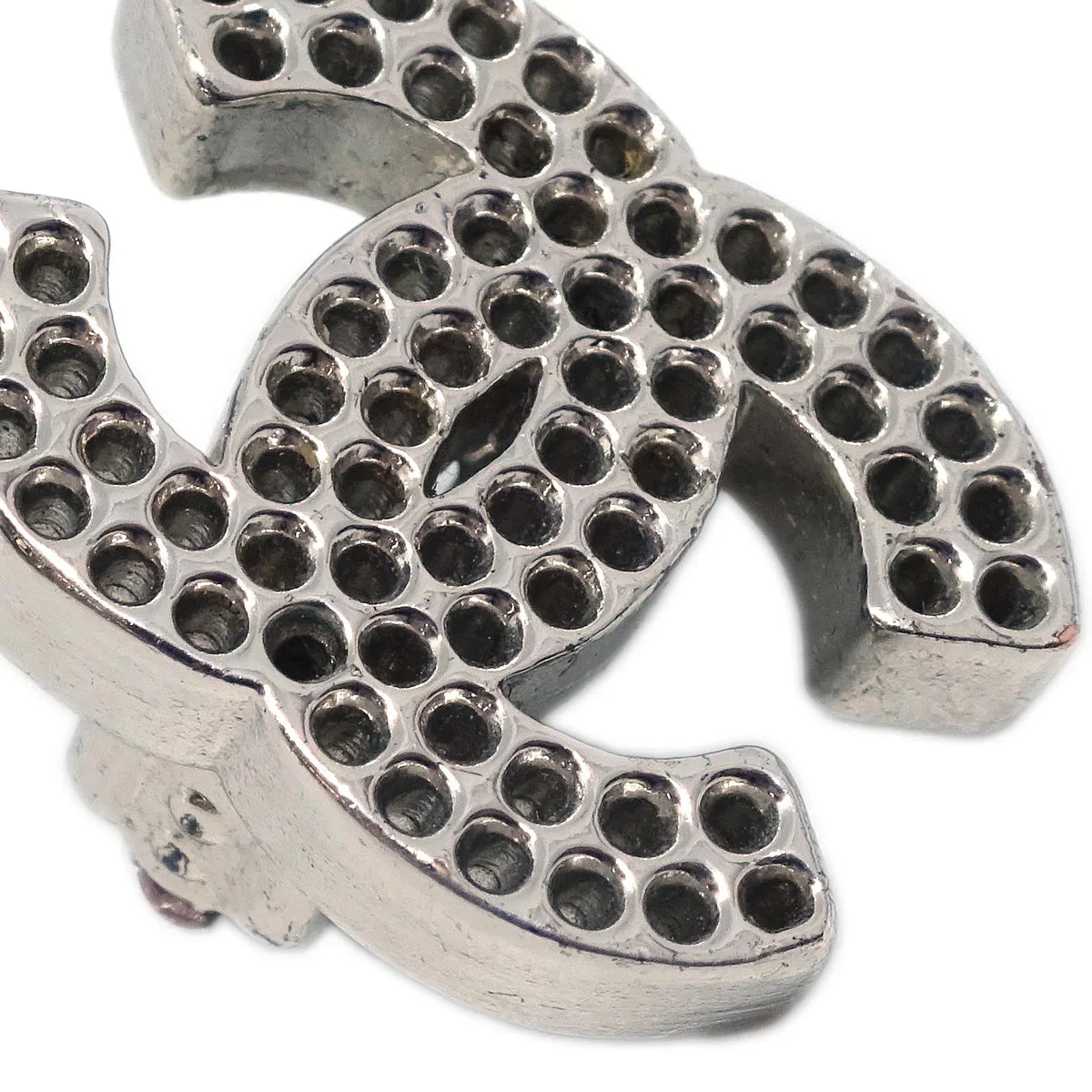 Chanel CC Earrings Clip-On Silver 03P - Image 2