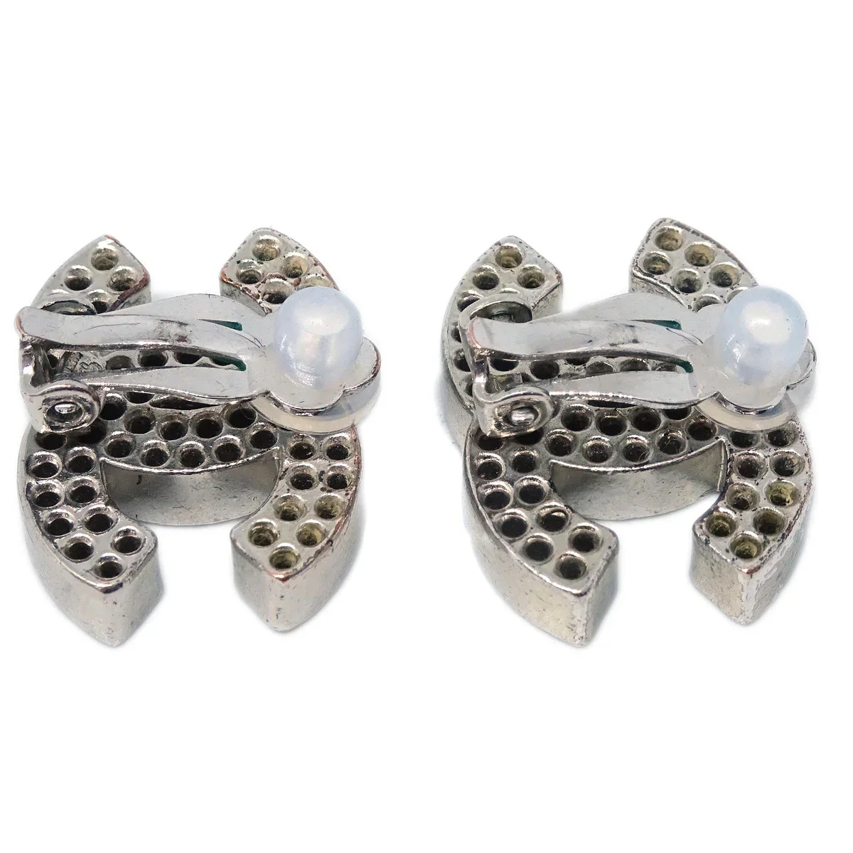 Chanel CC Earrings Clip-On Silver 03P - Image 3