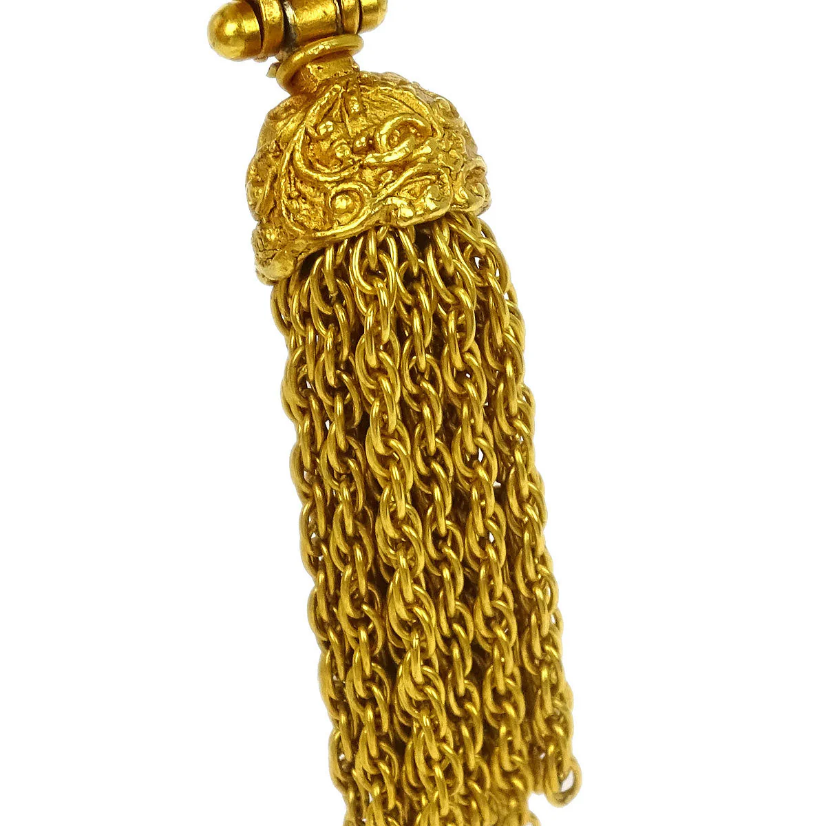 Chanel Fringe Dangle Earrings Clip-On Gold 94A - Image 2