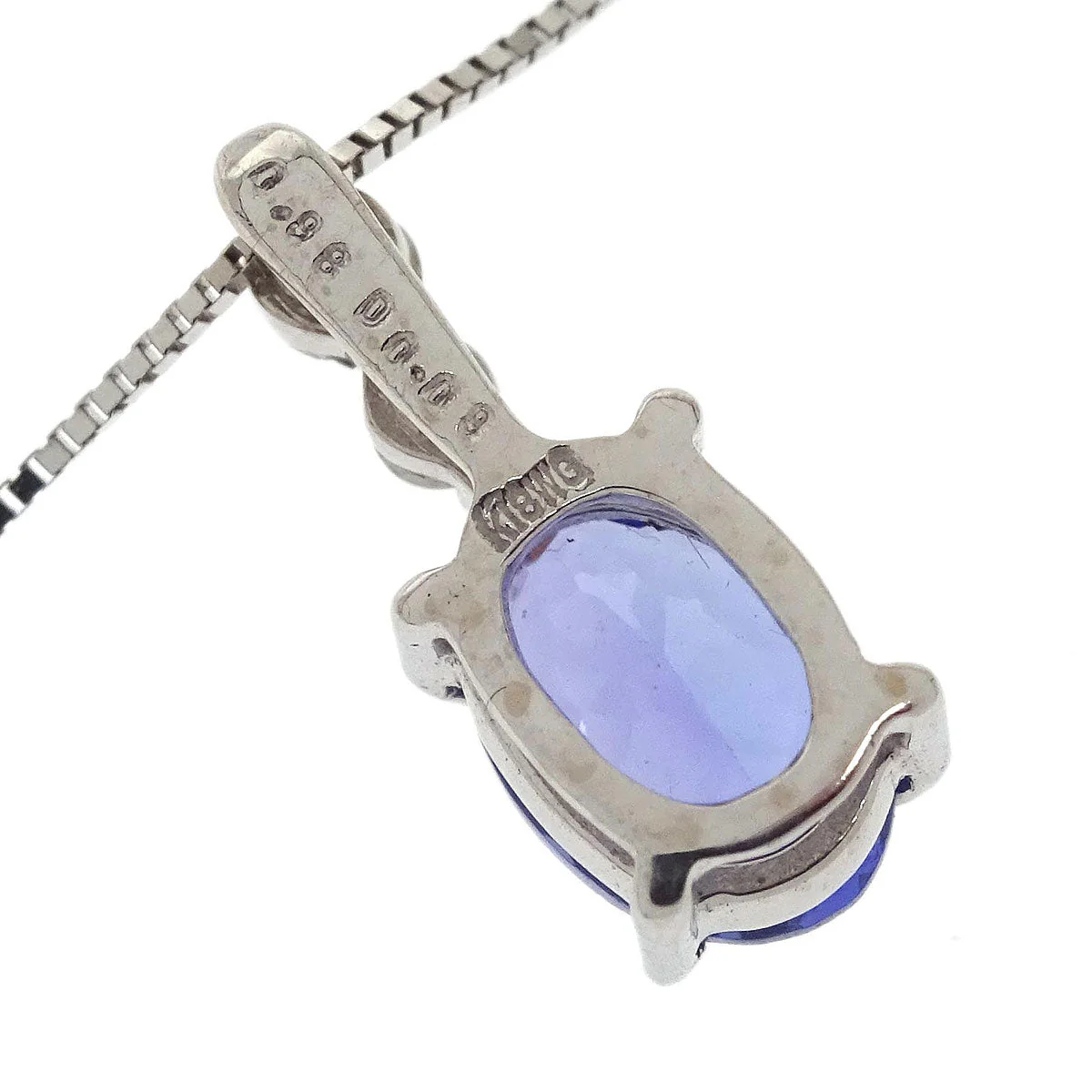 Pendant Necklace 18KWG Sapphire Diamond Silver - Image 3