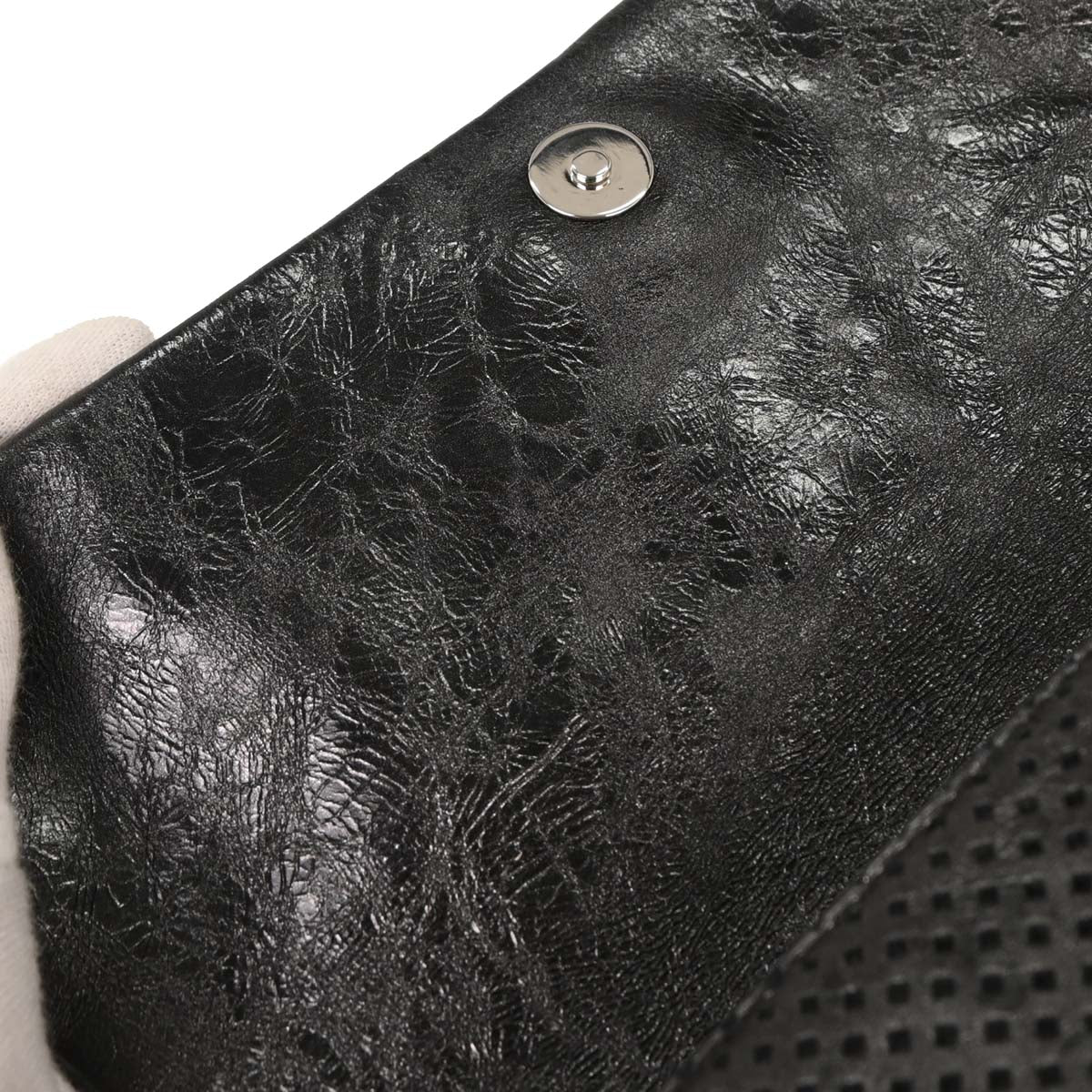 Chanel 2008-2009 Black Perforated Lambskin Flap Shoulder Bag - Image 7